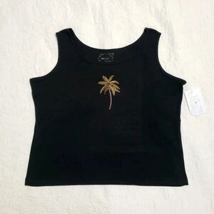 SLEEVELESS BLACK TOP Rhinestone Paml 3X.